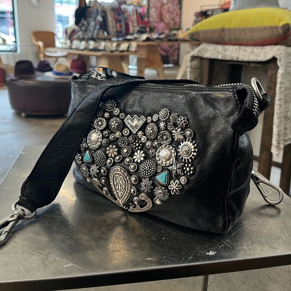 Black Studded Campomaggi Shoulder Bag/Clutch - Picture 3 of 5